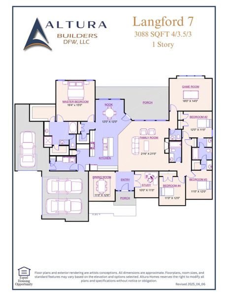 2D floor plan layout for the Langford VII by Altura Homes in Creekview Farms, Greenville, TX (Image 3). 2D floor plan layout for the Langford VII by Altura Homes in Creekview Farms, Greenville, TX (Image 3).