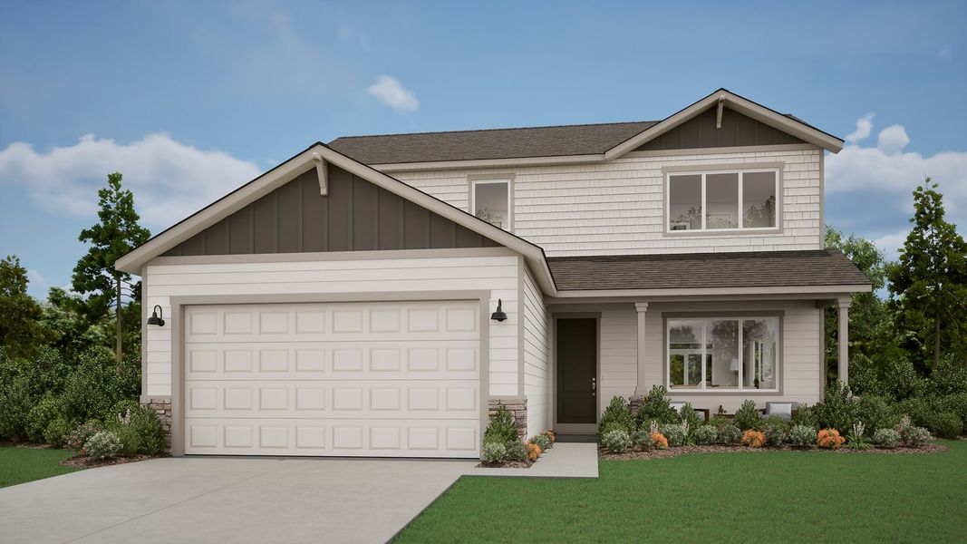 Representative exterior photo of a completed home built from the Metolius by MonteVista Homes in Feather Ridge, Redmond, OR (Image 4).