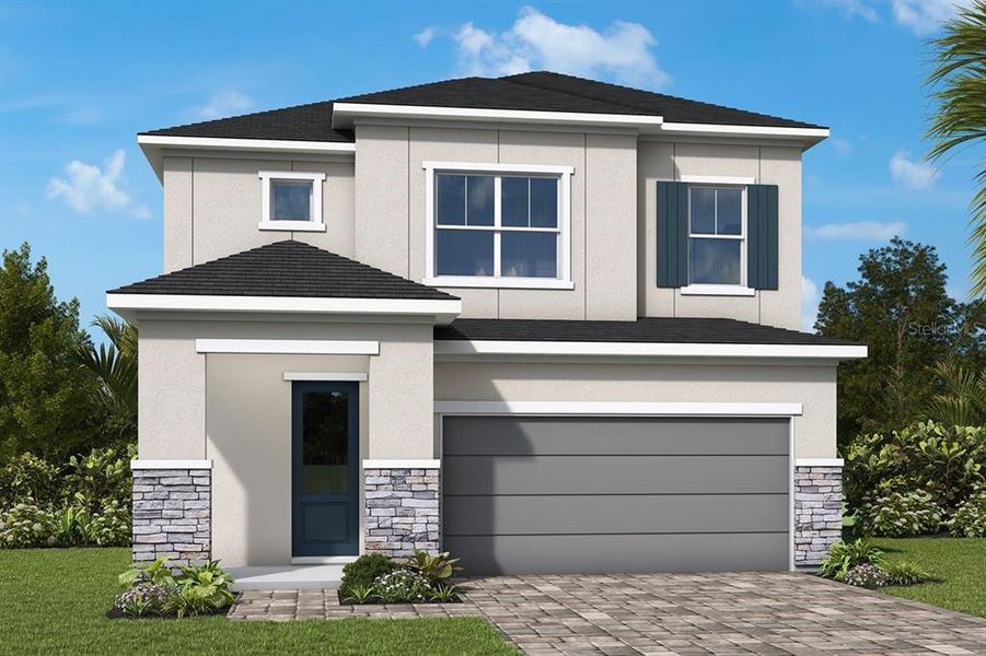 Front exterior of a new home in Vistera of Venice – Garden Series, Nokomis, FL, highlighting curb appeal (Image 1). Front exterior of a new home in Vistera of Venice – Garden Series, Nokomis, FL, highlighting curb appeal (Image 1).