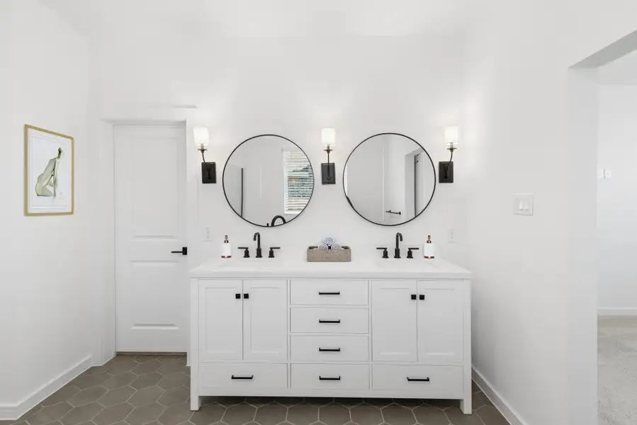 Freestanding vanity with dual sinks (*Photo not of actual home and used for illustration purposes only.)