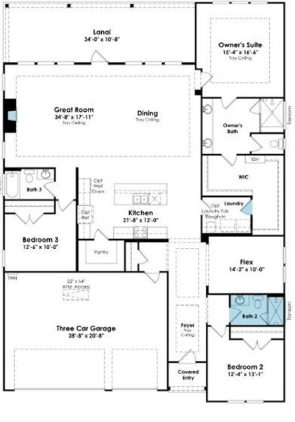 2D floor plan layout of this home in Cresswind at Spring Haven, Newnan, GA (Image 4).