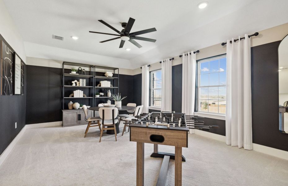Furnished interior view inside a new home in Pinnacle at Legacy Hills, Celina (Image 9). Furnished interior view inside a new home in Pinnacle at Legacy Hills, Celina (Image 9).