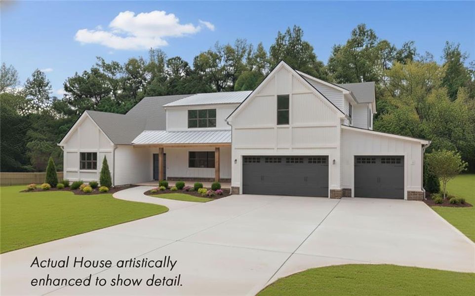 Front exterior of a new home in , Woodstock, GA, highlighting curb appeal (Image 2).