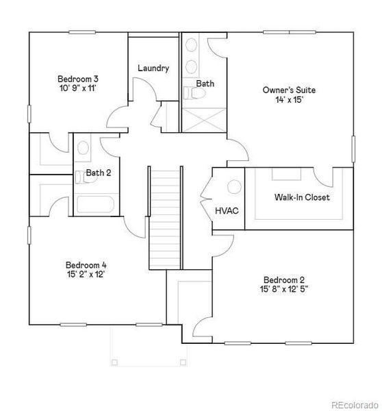2D floor plan layout of this home in Eastcreek Farm: The Camden Collection, Thornton, CO (Image 2).