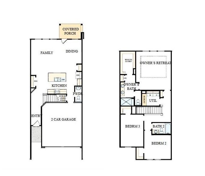 2D floor plan layout of this home in Westview Towns, Waxhaw, NC (Image 5).