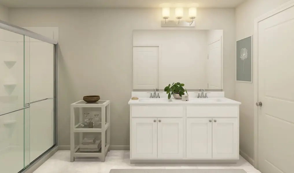 Primary bath with chrome accents