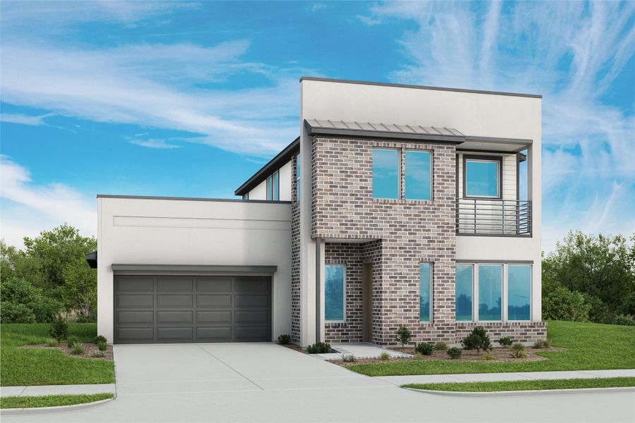 Front exterior of a new home in Bridgeland Central, Cypress, TX, highlighting curb appeal (Image 1). Front exterior of a new home in Bridgeland Central, Cypress, TX, highlighting curb appeal (Image 1).