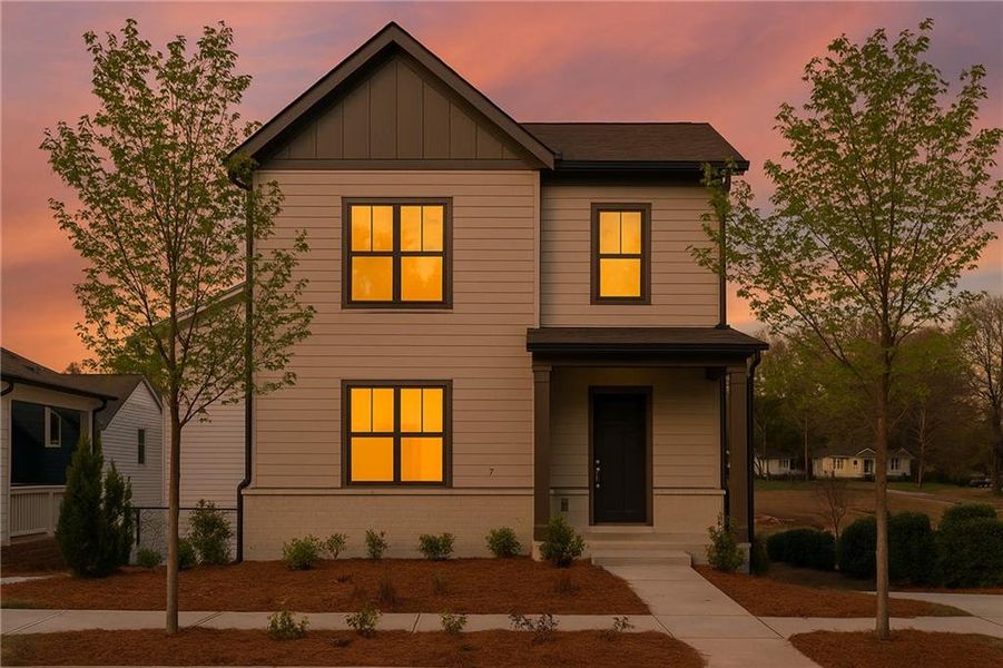 Front exterior of a new home in Stillwood, Atlanta, GA, highlighting curb appeal (Image 1).