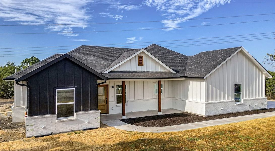 Representative exterior photo of a completed home built from the Lucas by Zeal Home Builders in Horizon Meadow Estates, Paradise, TX (Image 33). Representative exterior photo of a completed home built from the Lucas by Zeal Home Builders in Horizon Meadow Estates, Paradise, TX (Image 33).