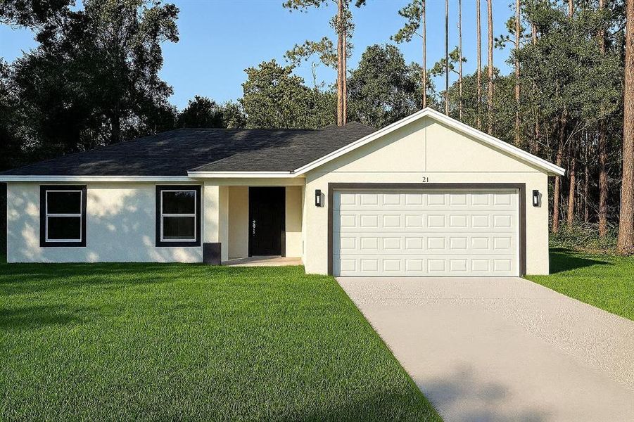 Front exterior of a new home in , Dunnellon, FL, highlighting curb appeal (Image 1). Front exterior of a new home in , Dunnellon, FL, highlighting curb appeal (Image 1).
