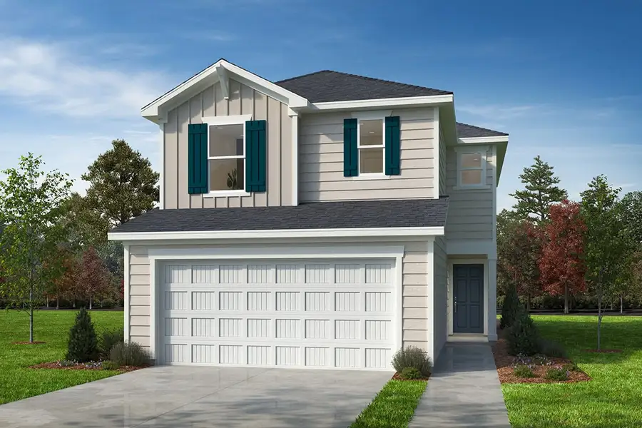 Representative exterior photo of a completed home built from the 1558 by KB Home in Magnolia Forest – Grove Series, Raleigh, NC (Image 2). Representative exterior photo of a completed home built from the 1558 by KB Home in Magnolia Forest – Grove Series, Raleigh, NC (Image 2).