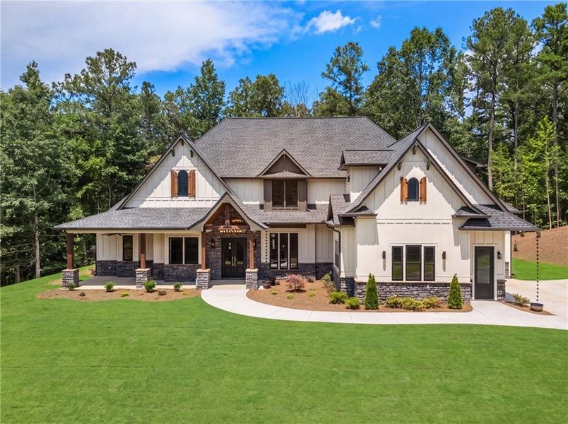 Front exterior of a new home in , Dawsonville, GA, highlighting curb appeal (Image 2). Front exterior of a new home in , Dawsonville, GA, highlighting curb appeal (Image 2).