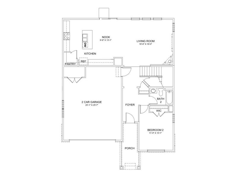 2D floor plan layout for the Hennessy by D.R. Horton in Fossil Creek Ranch, Windsor, CO (Image 3).