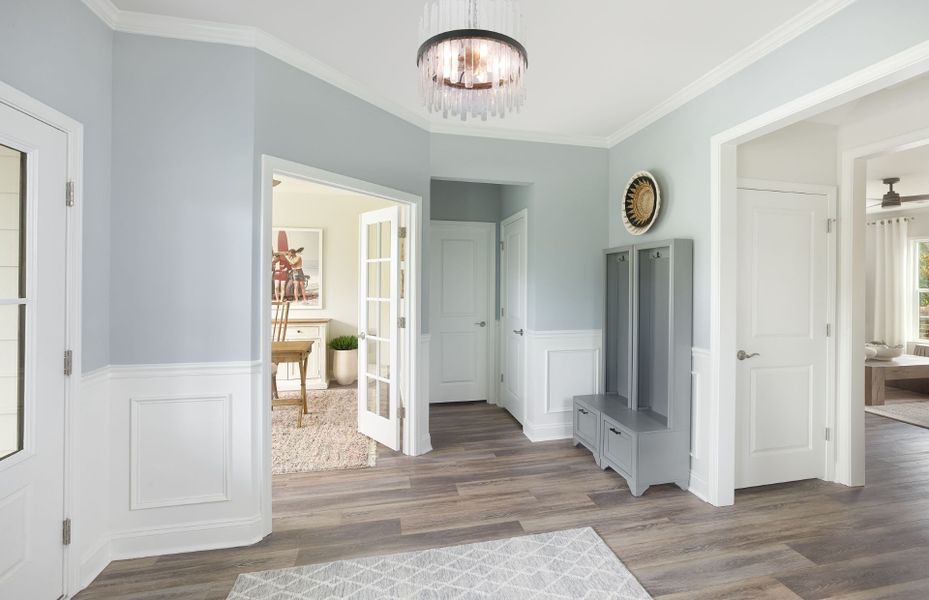 Embrace guests as they walk through your front door and into the foyer of your brand new construction home. Embrace guests as they walk through your front door and into the foyer of your brand new construction home.