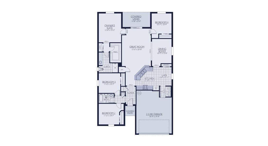 2D floor plan layout for the 50' - Sweetwater by William Ryan Homes in Myers Estates, Seffner, FL (Image 26).