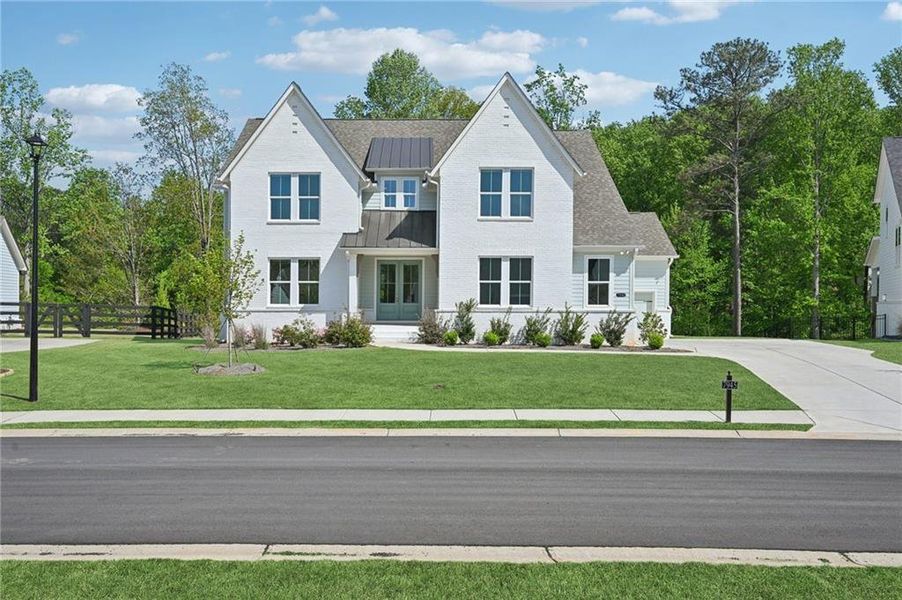 Front exterior of a new home in Fireside Farms, Dawsonville, GA, highlighting curb appeal (Image 30).