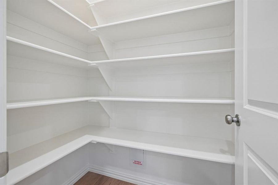 Your inner chef will be inspired by this outstanding walk in pantry!
