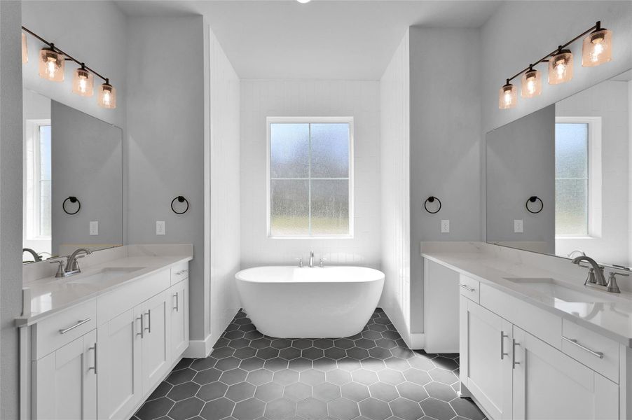Master bath with soaking tub and stand shower Master bath with soaking tub and stand shower
