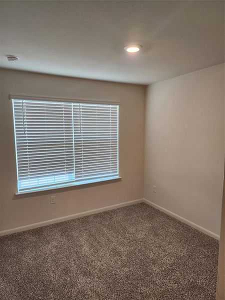 Carpeted empty room with baseboards and recessed lighting Carpeted empty room with baseboards and recessed lighting