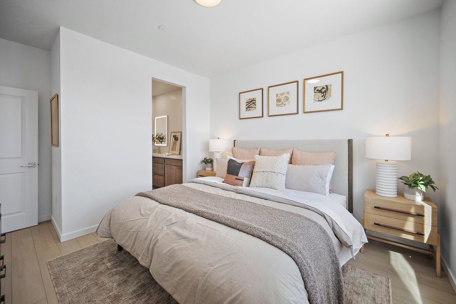 Furnished interior view inside a new home in Lyric at RidgeGate Condos, Lone Tree (Image 19).