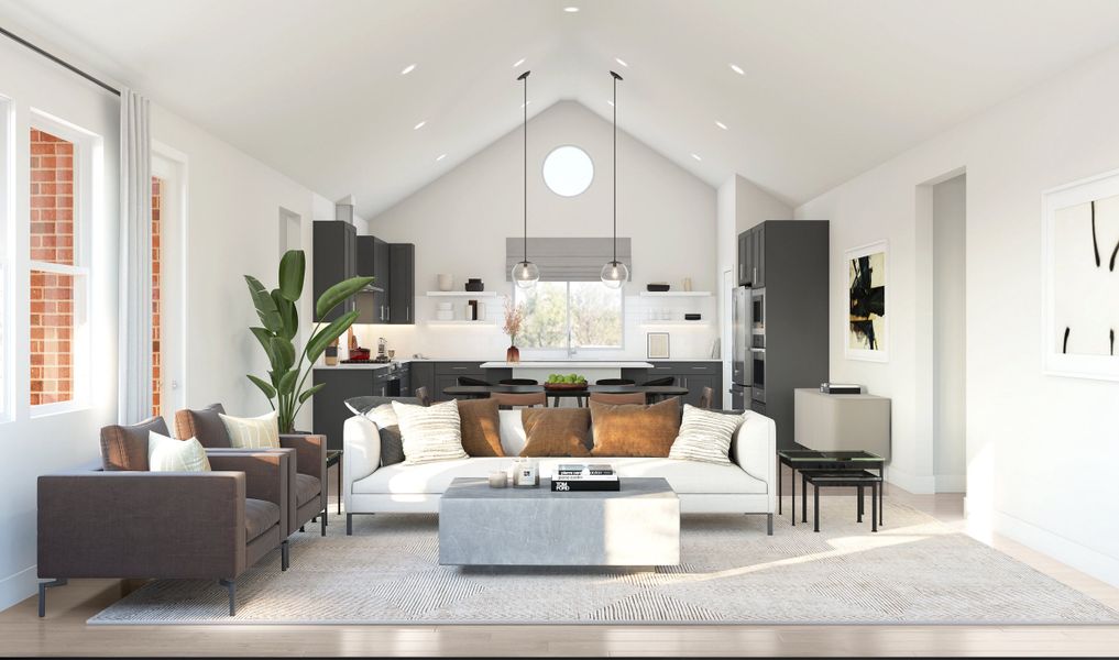 Vaulted ceiling in great room Vaulted ceiling in great room