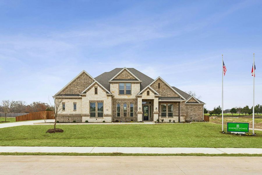 Representative exterior photo of a completed home built from the Reid by Kindred Homes in Oak Creek Ranch, Waxahachie, TX (Image 23).