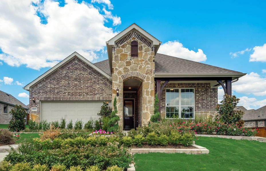 Representative exterior photo of a completed home built from the Bell by Pulte Homes in Highland Lakes, McKinney, TX (Image 2). Representative exterior photo of a completed home built from the Bell by Pulte Homes in Highland Lakes, McKinney, TX (Image 2).