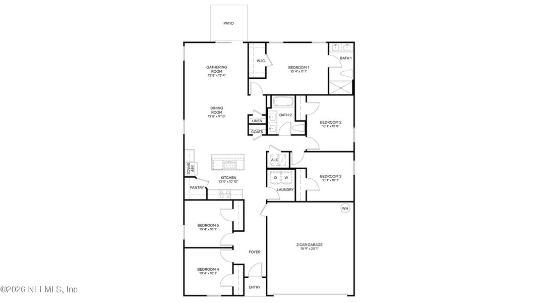 2D floor plan layout of this home in Copes Landing, Jacksonville, FL (Image 4).