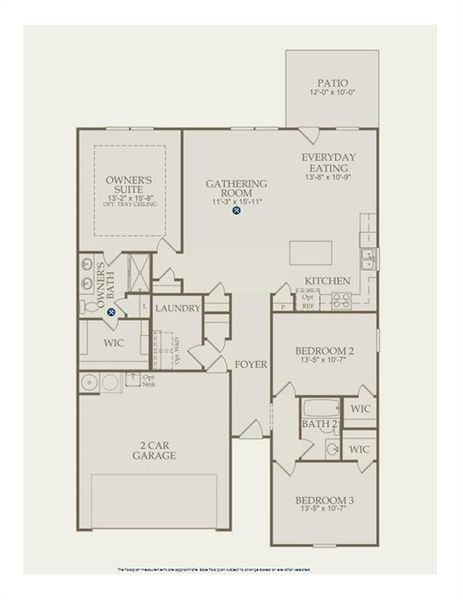 2D floor plan layout of this home in Enclave at Parkway Village, Fairburn, GA (Image 3).