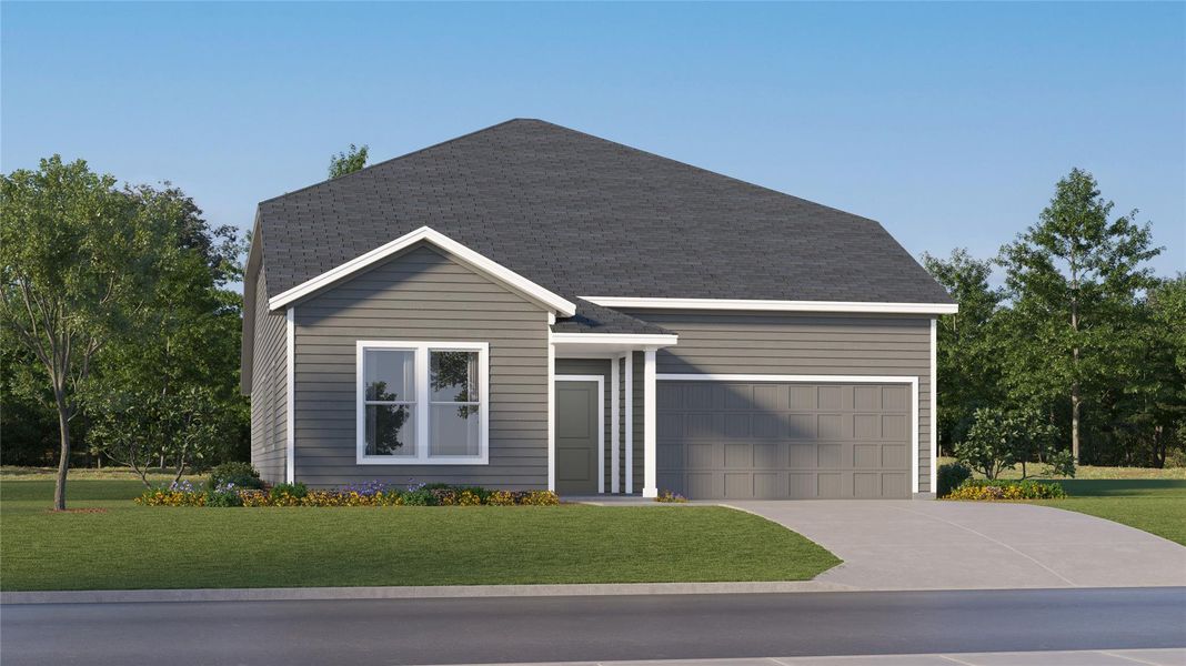 Front exterior of a new home in Waterstone: Classic Collection, Kyle, TX, highlighting curb appeal (Image 1).