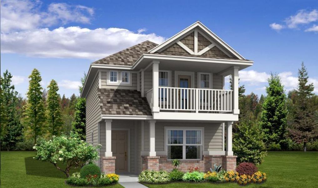 Front exterior of a new home in Blanco Vista, San Marcos, TX, highlighting curb appeal (Image 2). Front exterior of a new home in Blanco Vista, San Marcos, TX, highlighting curb appeal (Image 2).