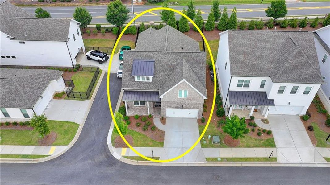 Front exterior of a new home in Ellington Townhomes, Suwanee, GA, highlighting curb appeal (Image 28).