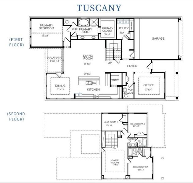 2D floor plan layout of this home in Sunterra 50s, Katy, TX (Image 2). 2D floor plan layout of this home in Sunterra 50s, Katy, TX (Image 2).