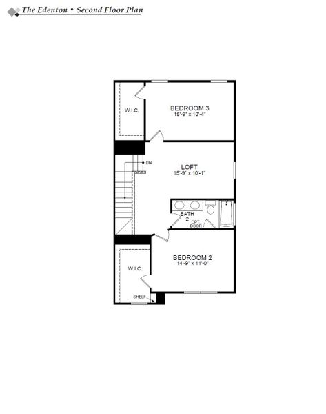 2D floor plan layout for the Edenton by Eastwood Homes in Lauren Park Townhomes, Lexington, SC (Image 3).