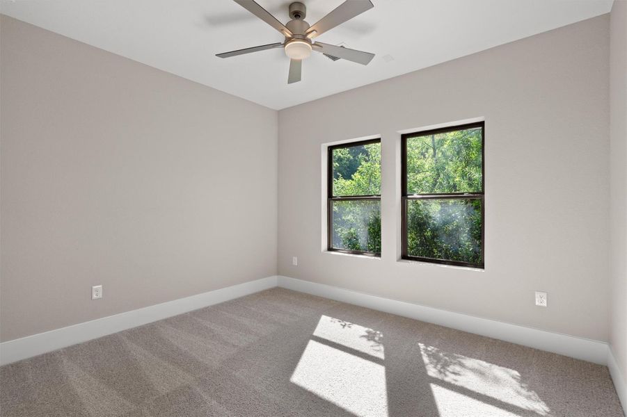 Natural light filters into this quiet room with soft carpeting and forest views. Natural light filters into this quiet room with soft carpeting and forest views.