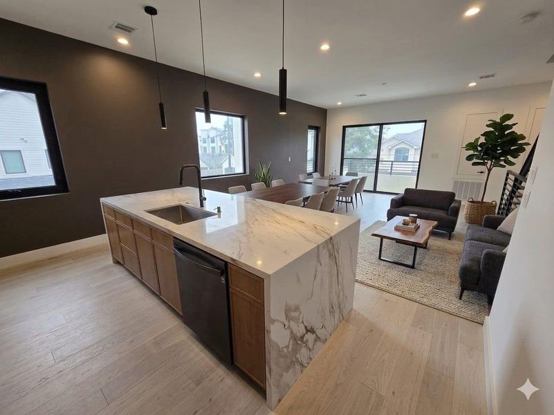 AI Kitchen/Living Staged