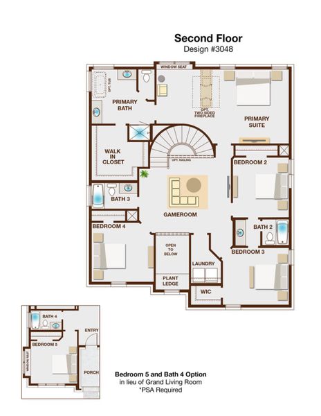 2D floor plan layout for the Grand Versailles - Executive Platinum by Grand Homes in Edgewater, Fate, TX (Image 4).