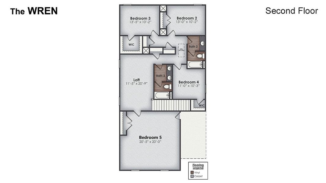 2D floor plan layout of this home in The Pines at Blake Farm, Wilmington, NC (Image 4).