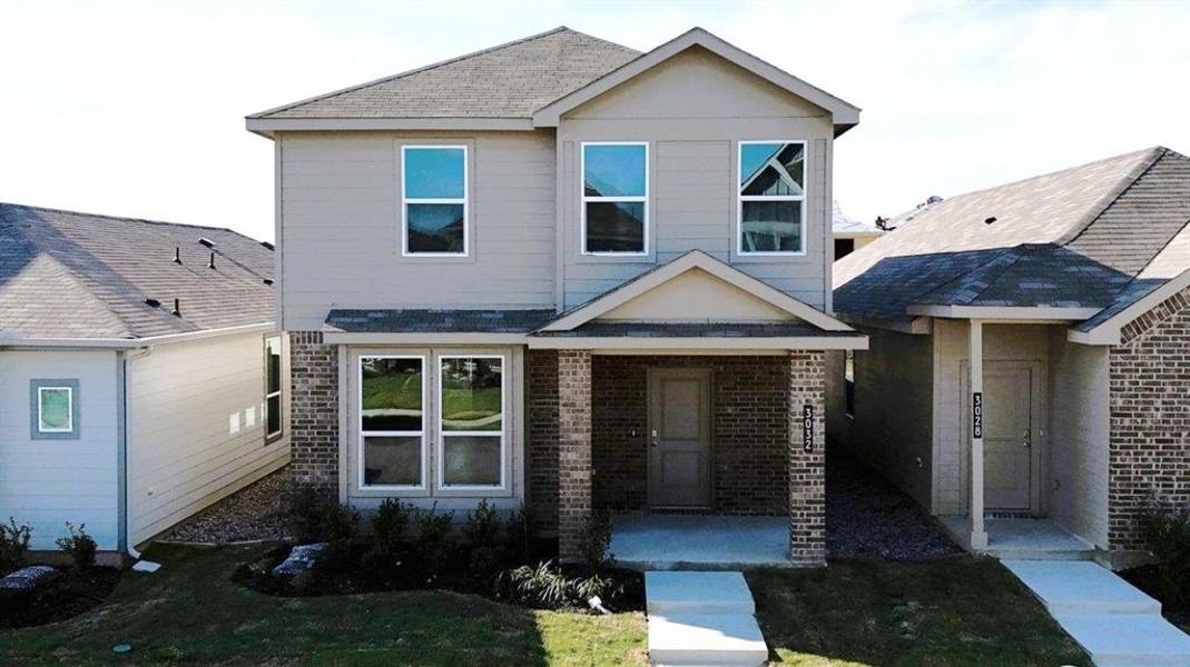 Front Elevation - D.R. Horton's Cashew Floorplan Elevation A - All Home and community information, including pricing, included features, terms, availability and amenities, are subject to change at any time without notice or obligation. All Drawings, pictures, photographs, video, square footages, floor plans, elevations, features, colors and sizes are approximate for illustration purposes only and will vary from the homes as built. Front Elevation - D.R. Horton's Cashew Floorplan Elevation A - All Home and community information, including pricing, included features, terms, availability and amenities, are subject to change at any time without notice or obligation. All Drawings, pictures, photographs, video, square footages, floor plans, elevations, features, colors and sizes are approximate for illustration purposes only and will vary from the homes as built.