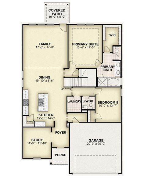 2D floor plan layout of this home in Walden Pond, Forney, TX (Image 3).
