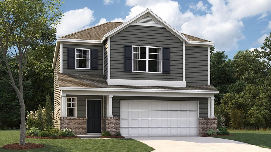 Front exterior of a new home in Evergreen Landing, Rossville, GA, highlighting curb appeal (Image 1).