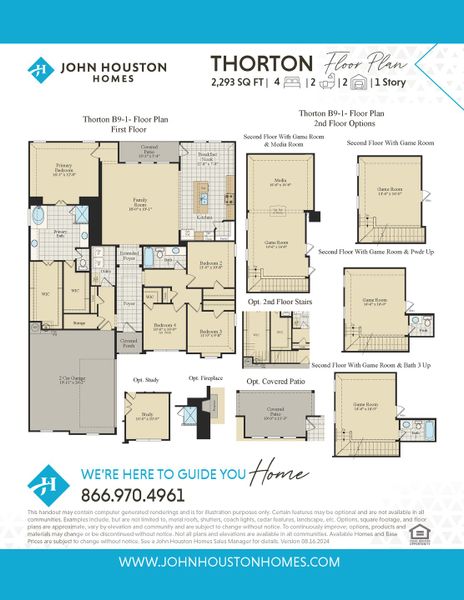 2D floor plan layout for the Thorton by John Houston Homes in Serenity Estates - 1 Acre Lots, Lorena, TX (Image 3).