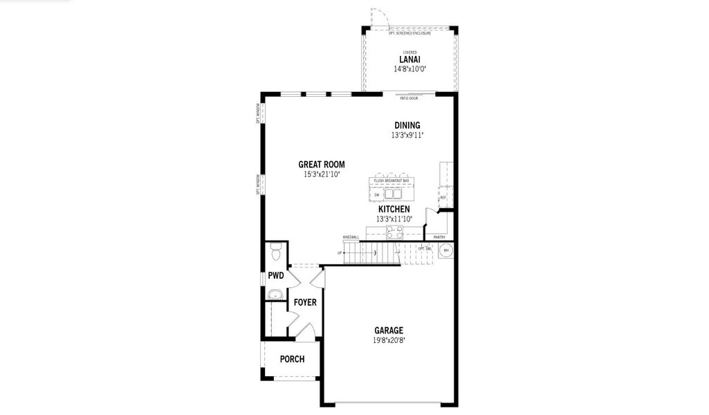 2D floor plan layout for the Blue Spring by Mattamy Homes in Summerlit, Naples, FL (Image 3).