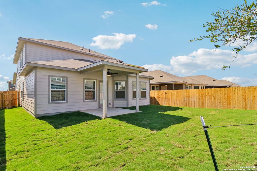 Exterior details and patio area of a home in Estancia Ranch - Premier Series, San Antonio (Image 3). Exterior details and patio area of a home in Estancia Ranch - Premier Series, San Antonio (Image 3).