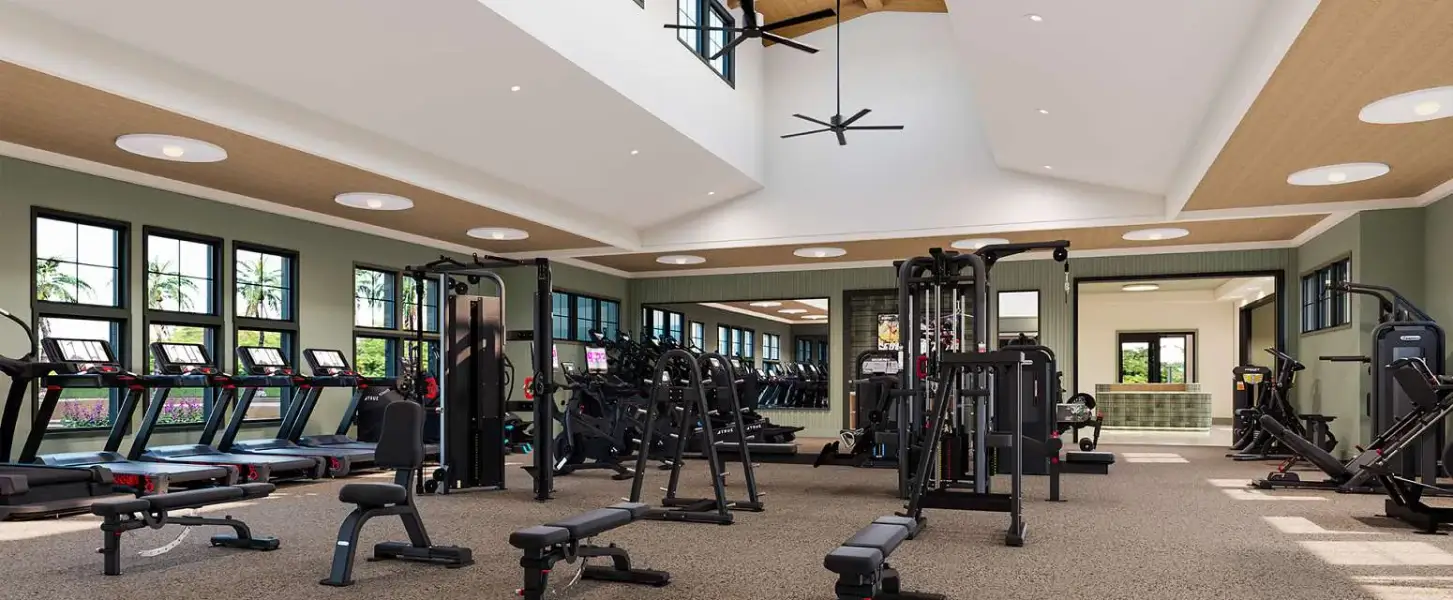 Rendering of the gym at the Harvest Club
