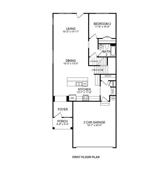 2D floor plan layout for the Landon by D.R. Horton in Laurelbrook, Sherrills Ford, NC (Image 3).