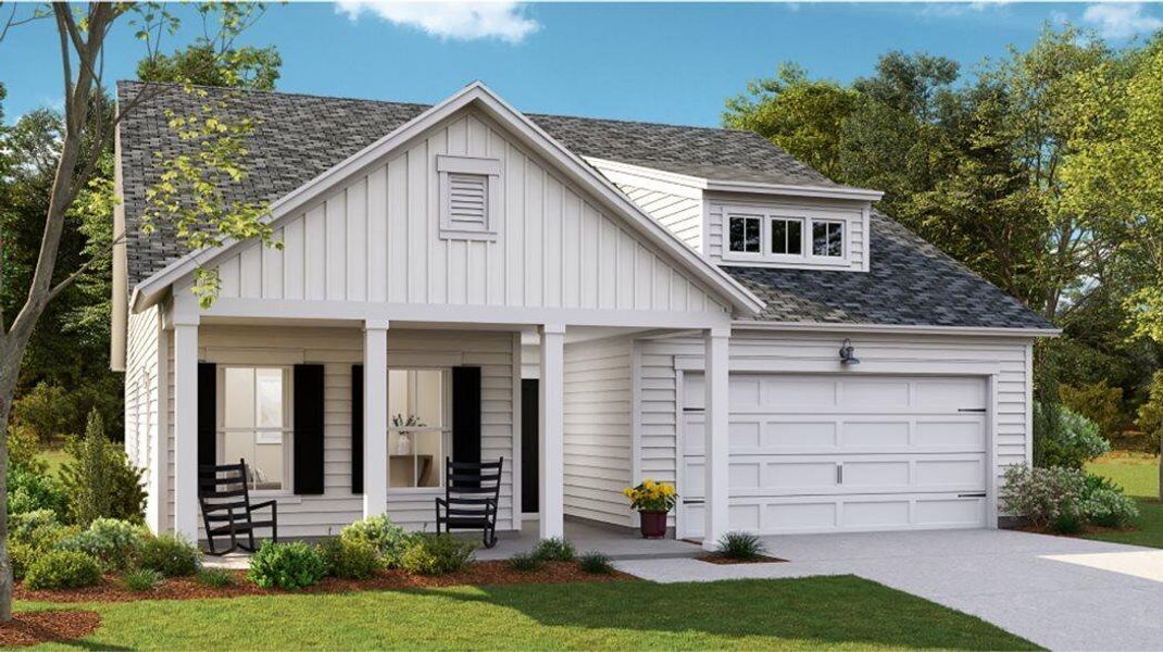 Front exterior of a new home in Limehouse Farms, Summerville, SC, highlighting curb appeal (Image 1). Front exterior of a new home in Limehouse Farms, Summerville, SC, highlighting curb appeal (Image 1).
