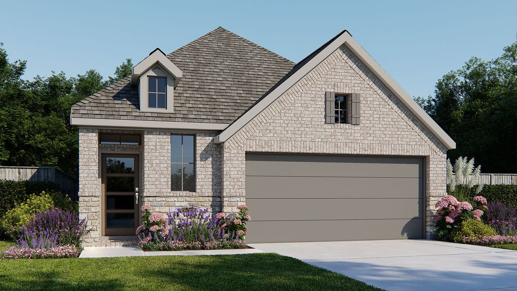 Representative exterior photo of a completed home built from the 1785W by Perry Homes in Santa Rita Ranch Tierra Rosa, Liberty Hill, TX (Image 6).