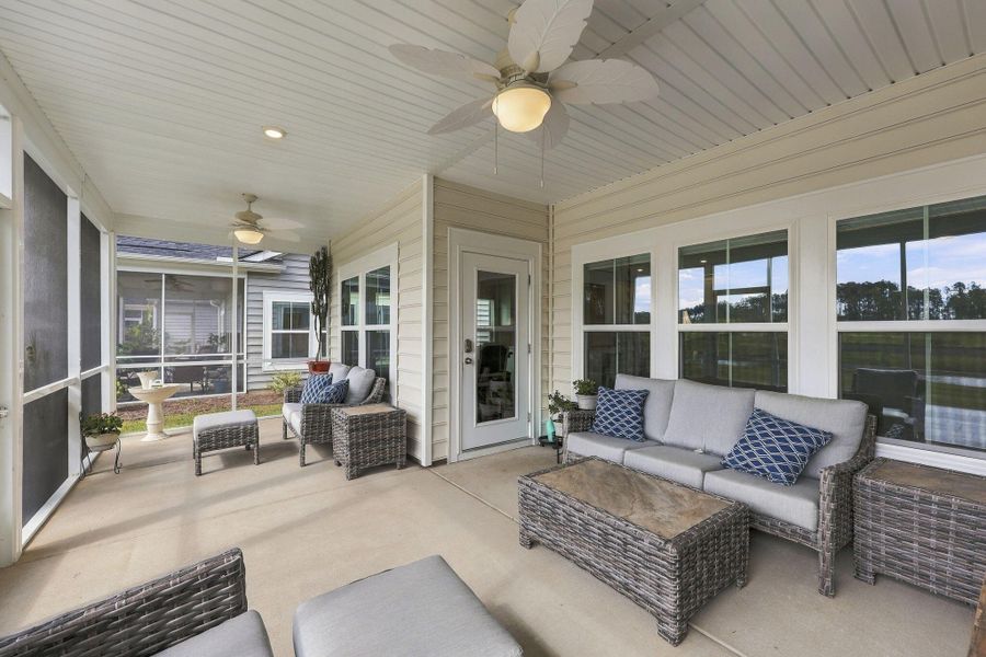 Exterior details and patio area of a home in Horizons at Summers Corner | 55+, Summerville (Image 27).