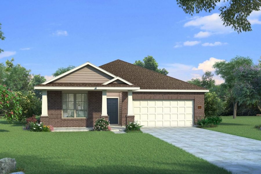 Representative exterior photo of a completed home built from the Basswood II Mustang Meadows 50s by Brohn Homes in Mustang Meadows, Waller, TX (Image 15).